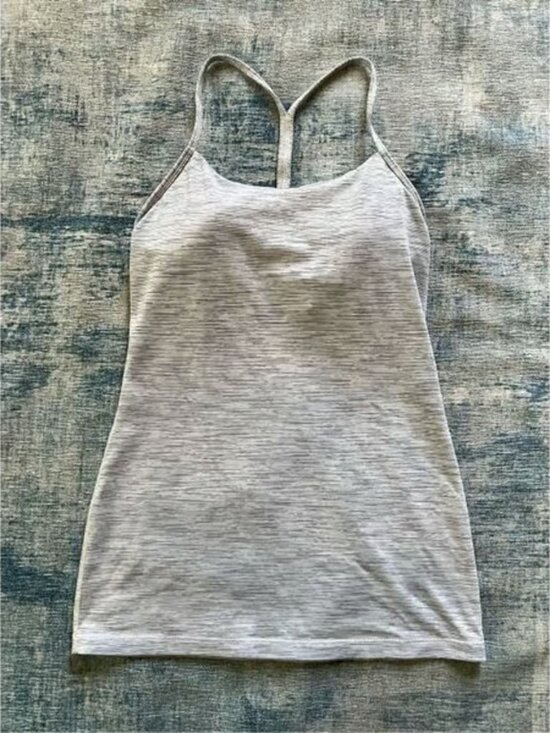 Lululemon Alpine White Ice Grey Battleship Power Pose Tank Size 6 - Picture 1 of 3